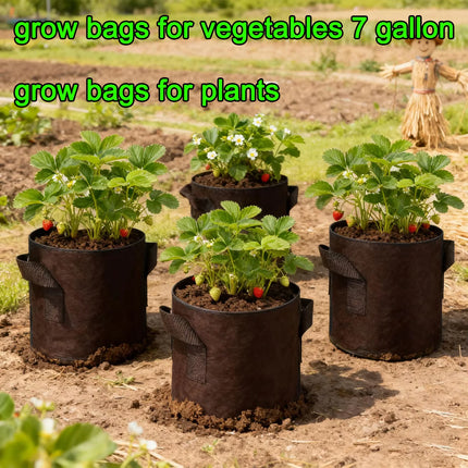 SPONDWILD 30 Pcs 15 Gallon Tomatoes / Potatoes Grow Bags Thickened Non-Woven Fabric Garden Greenhouse Pot Vegetable Growing Bags by zapcart