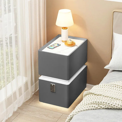 Wireless Charging Smart Bedside Table Modern Solid Wood Drawer Cabinet Floating Narrow Nightstand Minimalist Bedside Storage by zapcart