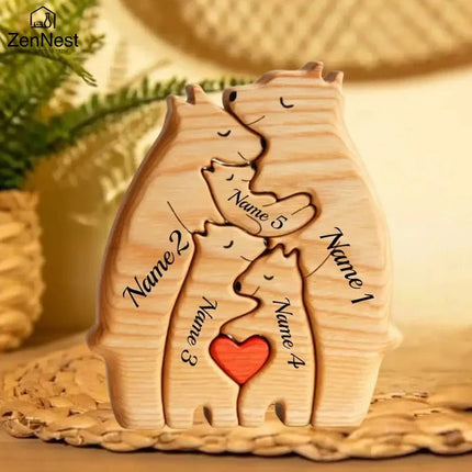 Personalized Wooden Bear Family Puzzle Name Gift Baby Moms by zapcart