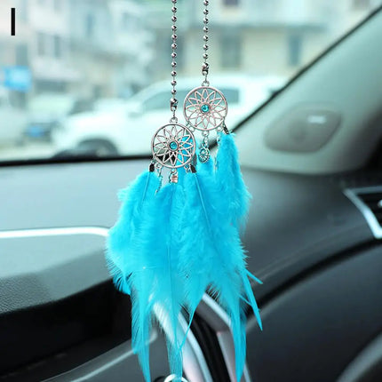 Mini Dream Catcher Car Mirror Hanger Calming Wind Chimes by zapcart