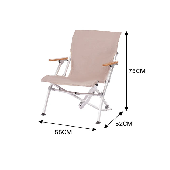 Outdoor Folding Chair Portable Relaxing Aluminum Alloy Backrest Wooden Arm Fishing Beach Travel Garden Patio Camping Chair by zapcart
