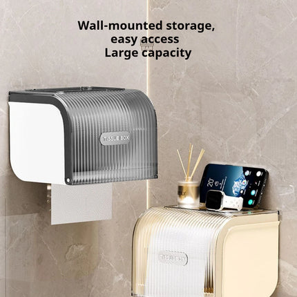 No Drill Plastic Bathroom Tissue Holder Wall Mounted Large Opening Waterproof Toilet Paper Dispenser for Home by zapcart