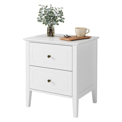 White Bedside Tables with 2 Drawers Wood Bedside Cabinet Nightstand Side End Table Modern for Bedroom 50x40x55.5cm by zapcart