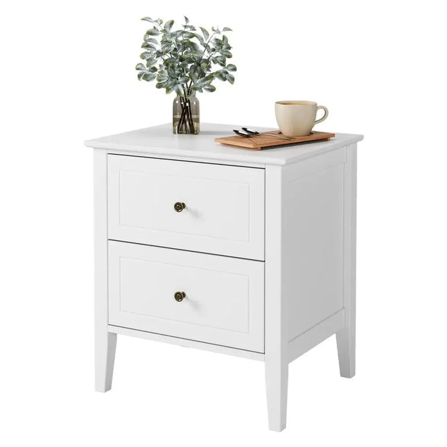 White Bedside Tables with 2 Drawers Wood Bedside Cabinet Nightstand Side End Table Modern for Bedroom 50x40x55.5cm by zapcart