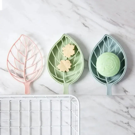 3 Colors Leaf Shape Soap Holder Non Slip Soap Box Toilet Shower Tray Draining Rack Bathroom Gadgets Soap Dish Tray Holder by zapcart
