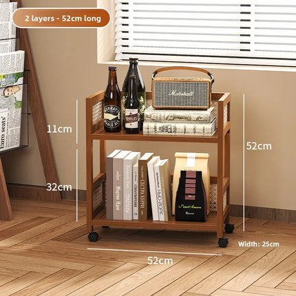 Movable side tables, sofa side tables, retro-style coffee tables, storage racks with wheels, handcarts, living room tea tables by zapcart