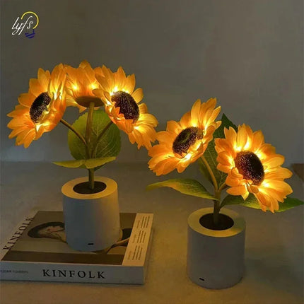 3 LED Night Light Rechargeable Sunflower Lights Interior Lighting Bedroom Bedside Desktop Decoration Table Lamp Night Lamps by zapcart