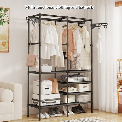 Simplecoat rack Multifunctional floor double row hanger Hanging hanger Drying rack Bedroom home reinforcement Stylish and simple by zapcart