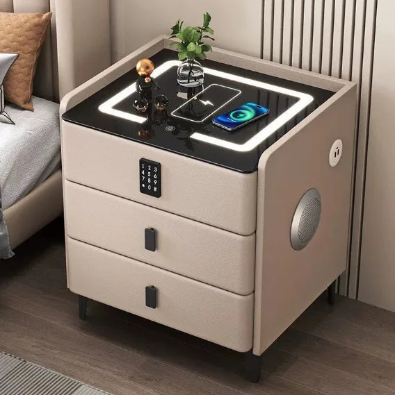 Smart Bedside Table with Combination Lock, Wireless Charging, and Multiple Functions Available; Suitable for Hotel Bedrooms. by zapcart