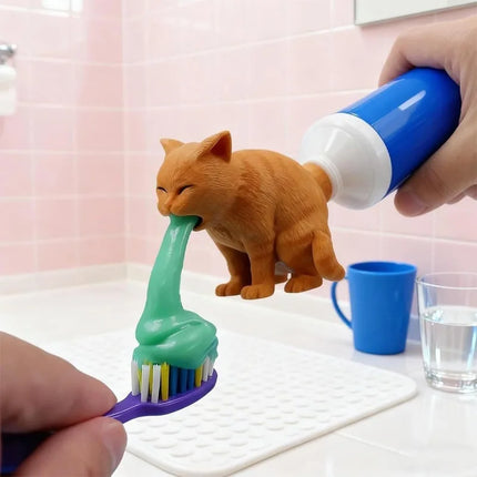 Funny Cat Vomited Toothpaste Dispenser Creative Spoof Toothpaste Cap Squeezer Gift for Kids Adults Bathroom Accessories by zapcart