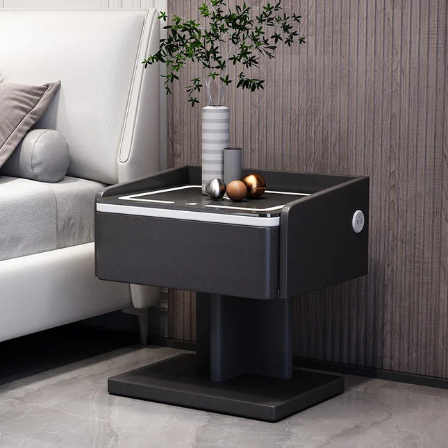 New Arrival Creative Smart Bedside Table with Wireless Charging Modern Style USB Bedroom Nightstands LED Light Side Cabinet by zapcart