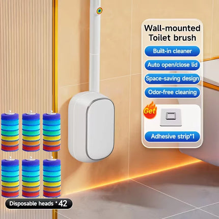 JOYBOS Wall Hanging Toilet Cleaning WC Brush Set with Holder Built-In Brushes Head Long Handle Wc Toilet Bowl Cleaner Tool by zapcart