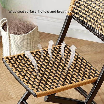 ‌Rattan Folding Lounge Chair, Waterproof Sun-Resistant Recliner, Breathable Oversized Seat, Portable Quiet Balcony Sofa by zapcart