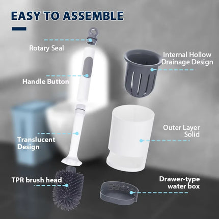 Water Spray Silicone Toilet Brush With Wall-Mounted Breathable Silicone TPR Brush 40cm Long Handle Bathroom Cleaning Accessories by zapcart