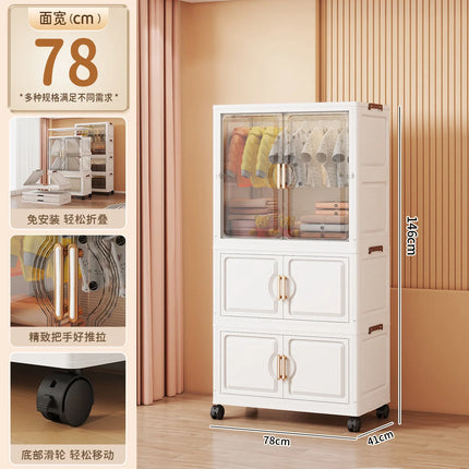 Children's Wardrobe Storage Cabinet Living Room Foldableable Bedroom Container Bins Large Capacity Baby Wardrobe Multi-Function by zapcart