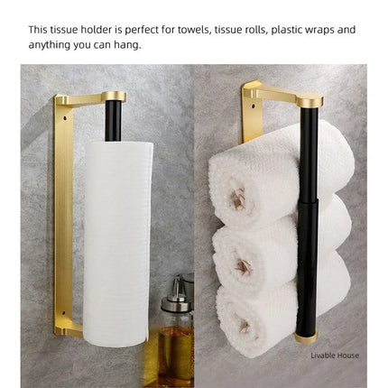 Space aluminum black gold square cabinet, kitchen tissue holder, toilet roll holder, non perforated toilet paper holder by zapcart