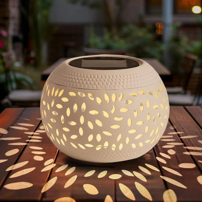 Solar Table Light Outdoor Solar Powered LED Lamp Hollowed-Out Metal Desktop Decorative Lantern Patio Garden light Desktop Light by zapcart