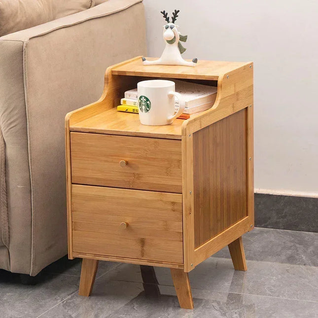 Bamboo Bedside Tea Table Creative Side Storage Cabinet Perfect for Bedroom Comfort Living Room Elegance Furniture by zapcart