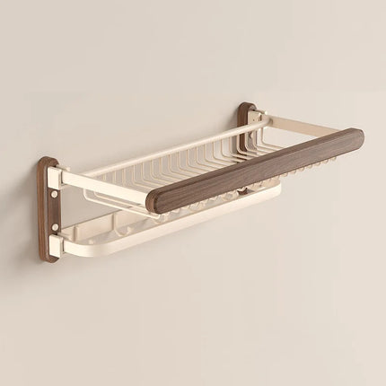 Walnut Cream Style White Towel Rack, No Punch Bathroom Shelf, Toilet, Wall Mounted, Washroom Storage, Bath Towel Holder by zapcart