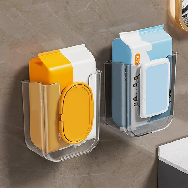 Punch Free Toilet Paper Holder Box Wet Wipe Box Wall Mounted Wipe Tissue Organiser Box Self-Adhesive Paper Towel Dispenser by zapcart