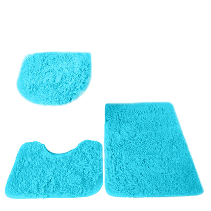 3pc Bathroom Set Rug Mat Toilet Lid Cover Plain Solid Color Bathmats Rugs Kit Non-Slip Fluffy Home Carpets For Bathroom by zapcart