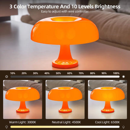 Classic Mushroom Table Lamp Modern Bauhaus Art Table Lamp Bedroom Bedside Lamp Danish Designer Orange Decorative Table Lamp by zapcart