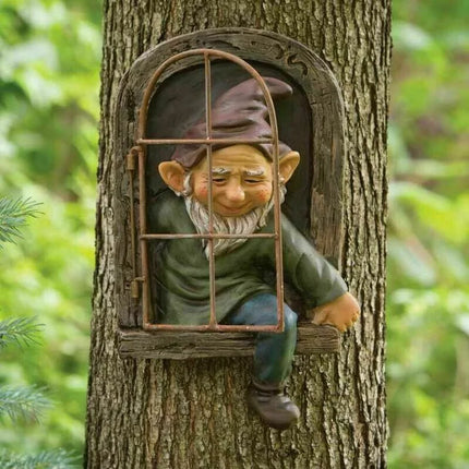 Creative Garden Statue Elf Goes Out with Tree Embracing Garden Outdoor Decoration by zapcart