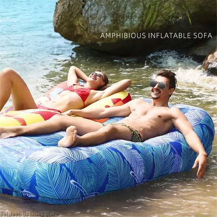Premium Inflatable Lounger Sofa - Extra Large Anti-Roll Design for Pool, Camping & Indoor Use | Quick Blow Up Bed by zapcart