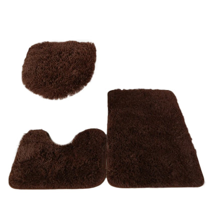 3pc Bathroom Set Rug Mat Toilet Lid Cover Plain Solid Color Bathmats Rugs Kit Non-Slip Fluffy Home Carpets For Bathroom by zapcart