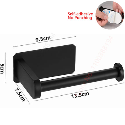 Wall Mount Toilet Towel Paper Holder Adhesive Black Silver Kitchen Roll Paper Stand Hanging Napkin Rack Bathroom Accessories WC by zapcart