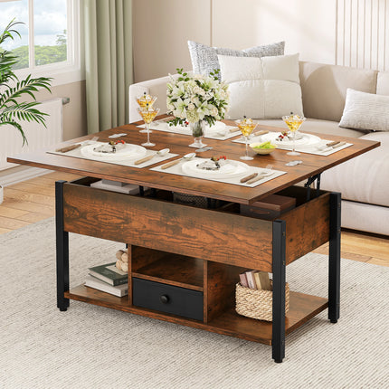 YITAHOME Lift Top 4-in-1 Coffee Table - Dining Table Convertible with Storage Drawers for Living Room by zapcart