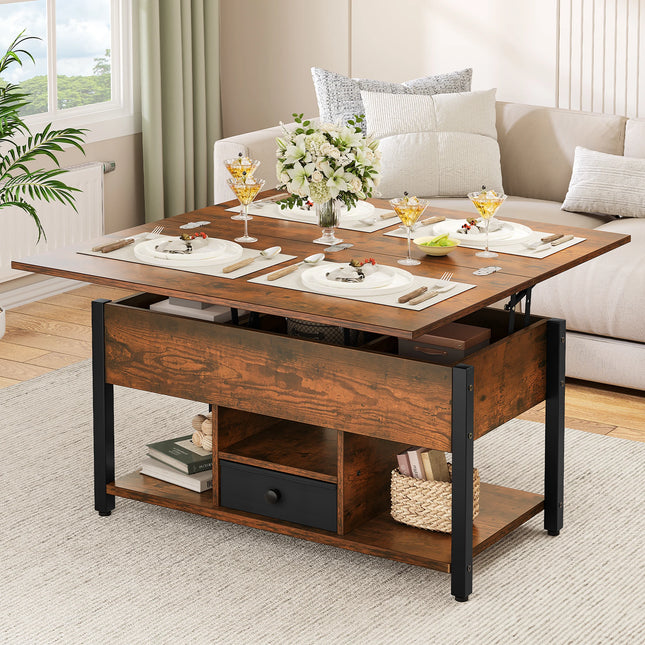 YITAHOME Lift Top 4-in-1 Coffee Table - Dining Table Convertible with Storage Drawers for Living Room by zapcart