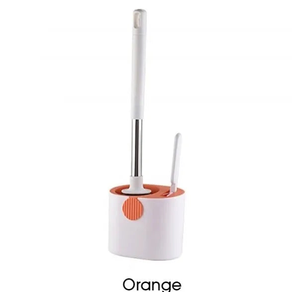 Toilet Brush Silicone Toilet Brush With Toilet Brush Holder Wall-mounted Long Hand Cleaning Brush WC Bathroom Accessories Set by zapcart