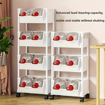 5-tier Storage Rack Storage Cart Bookshelf - Mobile Storage Rack with Wheels for Living Room Bedroom Dormitory Book Storage Rack by zapcart