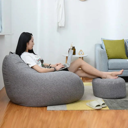 Lazy Sofa Cover Bean Bag Lounger Chair Sofa Seat Living Room Furniture Without Filler Beanbag Sofa Bed Pouf Puff Couch Tatami by zapcart