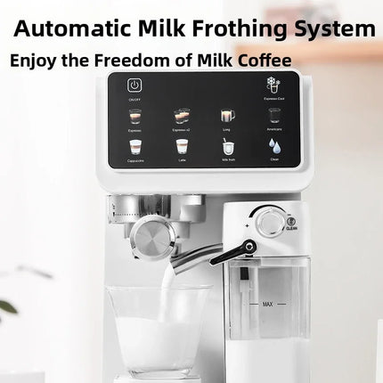 220V Touch Screen Coffee Machine for Home 20Bar Espresso Maker with Milk Frother Automatic Coffee Brewer Energy Saving by zapcart