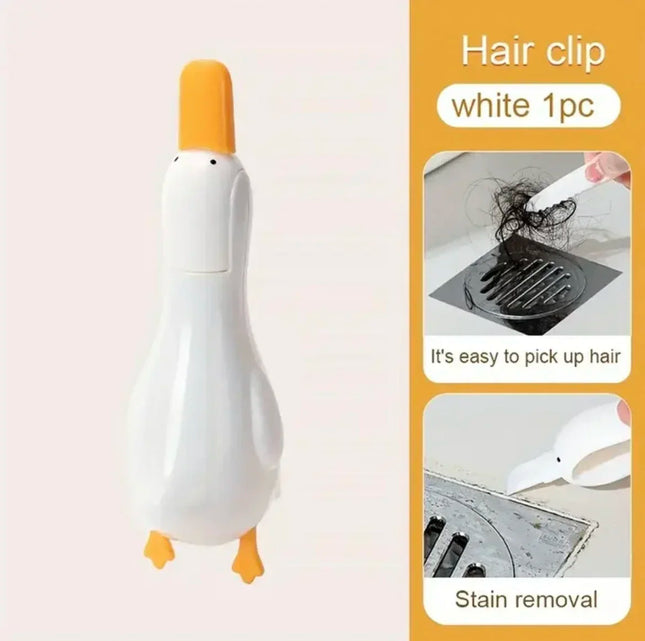 2-in-1 Hair Clip and Cleaning Clip with Duck Shape Design，Multi-functional Garbage Clip Wall-mounted for Bathroom and Kitchen by zapcart