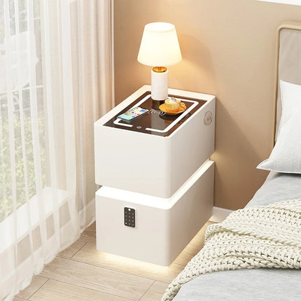 Wireless Charging Smart Bedside Table Modern Solid Wood Drawer Cabinet Floating Narrow Nightstand Minimalist Bedside Storage by zapcart