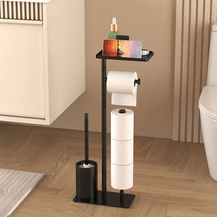 Toilet toilet floor standing paper holder with toilet brush storage tray magnetic suction bracket multifunctional vertical paper by zapcart