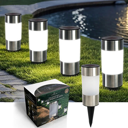 3pcs Solar Outdoor Garden Lights Stainless Steel Lawn Spike Light Waterproof for Gardens Villas Yards Driveways Patios Pathway by zapcart