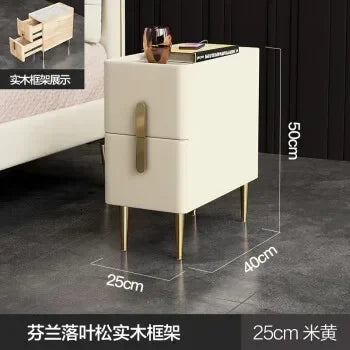 Nordic Style Bedroom Bedside Table Modern Mini Narrow Rock Surface Nightstand Self-Contained 2 Drawers Wooden Tables by zapcart