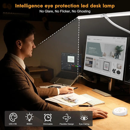 LED Desk Lamp Double/Single Head Architect Desk Lamps Office Eye-Caring Desk Light Stepless Dimmable Adjustable Gooseneck Lamp by zapcart