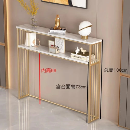 Luxury Gold Narrow Floor Standing Entryway Shelf Multi-Purpose Sofa Back Console Table Storage Organizer for Living Room Table by zapcart