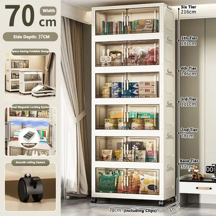 Foldable Multi-Layer Plastic Baby Wardrobe No-Install Clothing Storage Cabinet for Home Living Room Bedroom Portable Storage Box by zapcart
