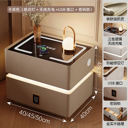 Floating LED Bedside Table Smart Nightstand with Wireless Charging Luxury Modern 2-Tier Storage Drawer Compact Bedroom Furniture by zapcart