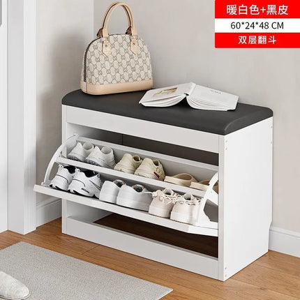Tipping bucket shoe change stool household door shoe cabinet can sit integrated locker entry shoe stool simple shoe rack storage by zapcart