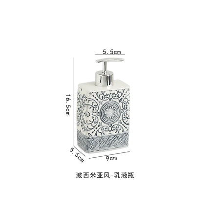 Modern Ceramic Lotion Bottle Soap Dish Toothbrush Holder Bathroom Set Flower Texture Porcelain Shampoo Bottling Soap Dispenser by zapcart