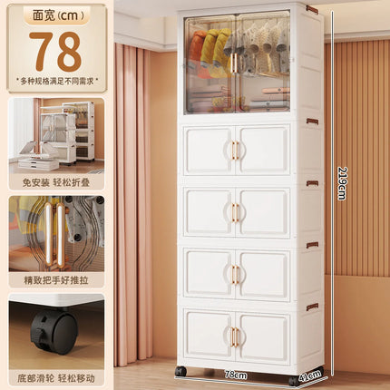 Children's Wardrobe Storage Cabinet Living Room Foldableable Bedroom Container Bins Large Capacity Baby Wardrobe Multi-Function by zapcart