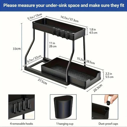 New double-layer pull-out rack, bathroom lower sink, kitchen storage rack by zapcart