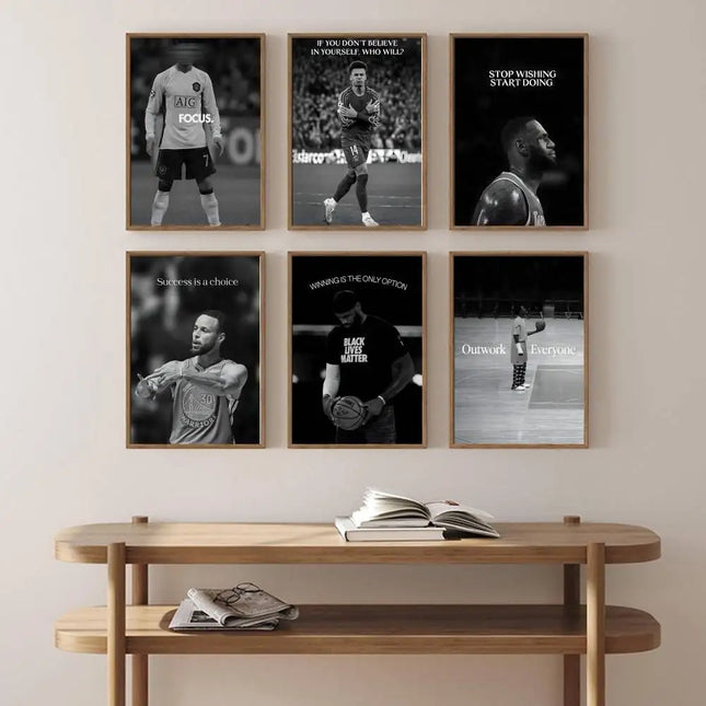 Athlete Inspirational Quotation Poster Home Gym Football Basketball Prints Wall Stickers Paintings for Home Living Room Decor by zapcart